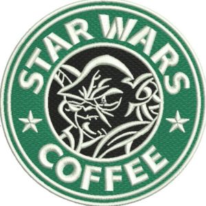 Yoda coffee embroidery design