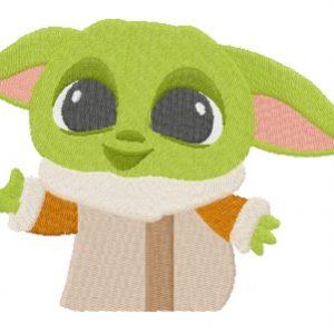 Yoda kid embroidery design
