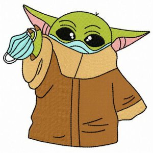 Yoda quarantine embroidery design