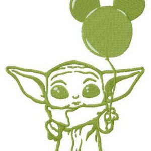 Yoda with balloon embroidery design
