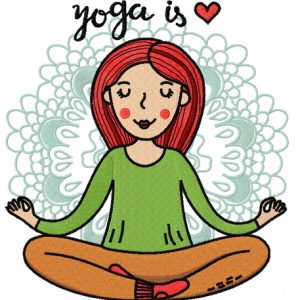 Yoga is heart embroidery design