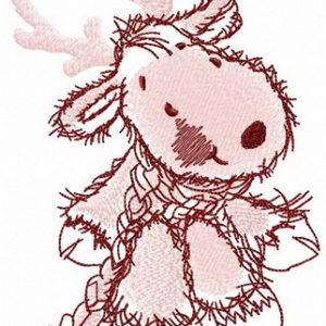 Young deer sits and waits embroidery design