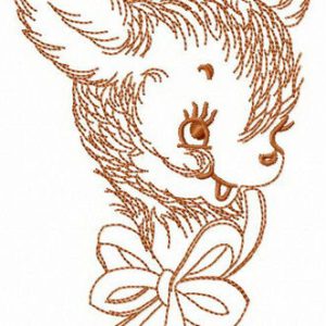 Young deer with bow embroidery design