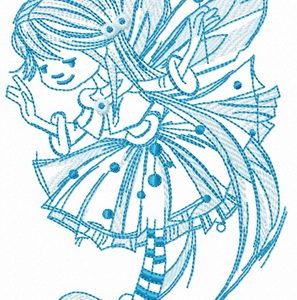 Young fairy blue gamma embroidery design