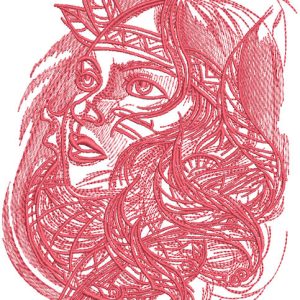 Young Indian woman embroidery design