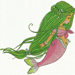 Young mermaid embroidery design