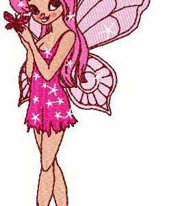 Young pink fairy embroidery design