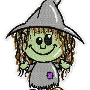 Young witch embroidery design