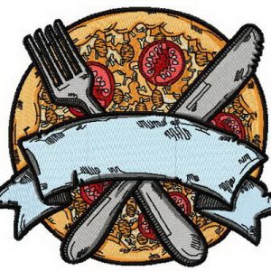 Yummy pizza embroidery design