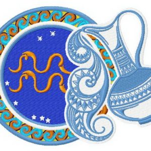 Zodiac sign Aquarius 2 embroidery design