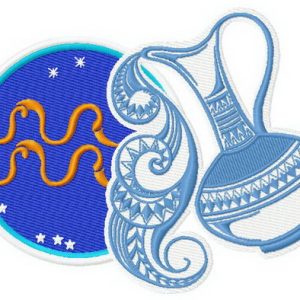 Zodiac sign Aquarius 3 embroidery design