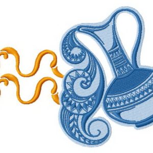 Zodiac sign Aquarius 4 embroidery design
