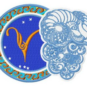 Zodiac sign Aries 2 embroidery design