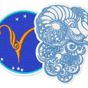 Zodiac sign Aries 3 embroidery design