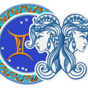 Zodiac sign Gemini 2 embroidery design