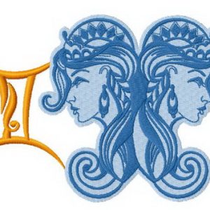 Zodiac sign Gemini 4 embroidery design
