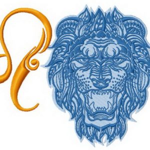Zodiac sign Leo 4 embroidery design