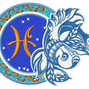 Zodiac sign Pisces 2 embroidery design