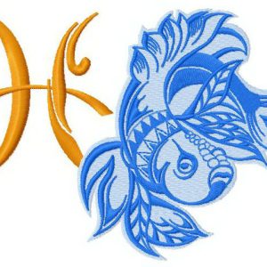 Zodiac sign Pisces 4 embroidery design