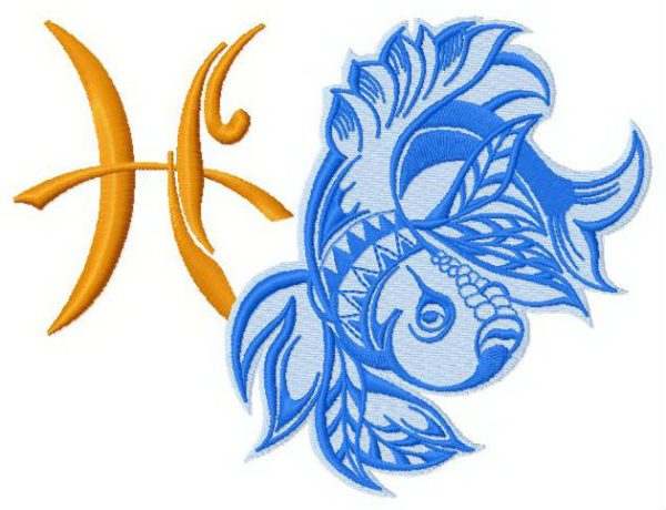 Zodiac sign Pisces 4 embroidery design