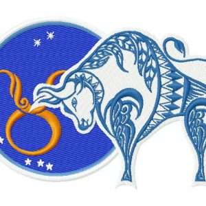 Zodiac sign Taurus 3 embroidery design