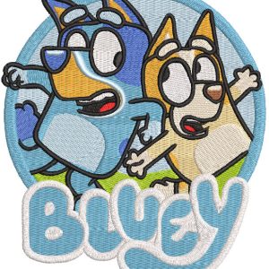 Badge Bluey and Bingo embroidery design