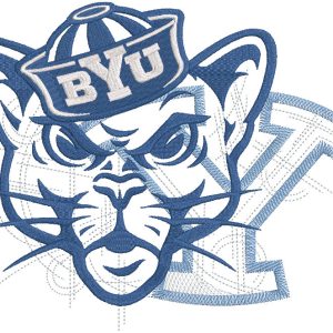 Brigham Young Cougars modern logo embroidery design