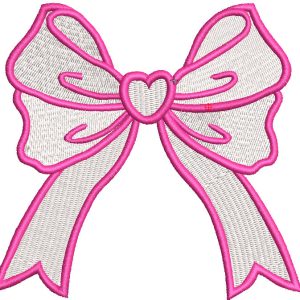 Romantic Pink bow embroidery design