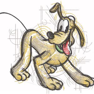Playing Pluto sketch embroidery design
