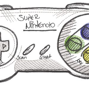 Super Nintendo joystick sketch embroidery design