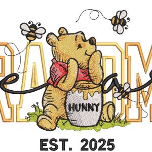 Winnie Pooh grandma bear embroidery design