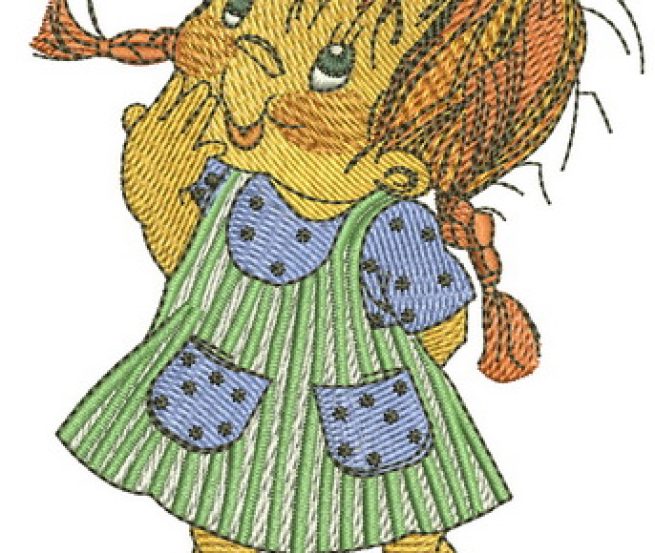Mischievous child embroidery design
